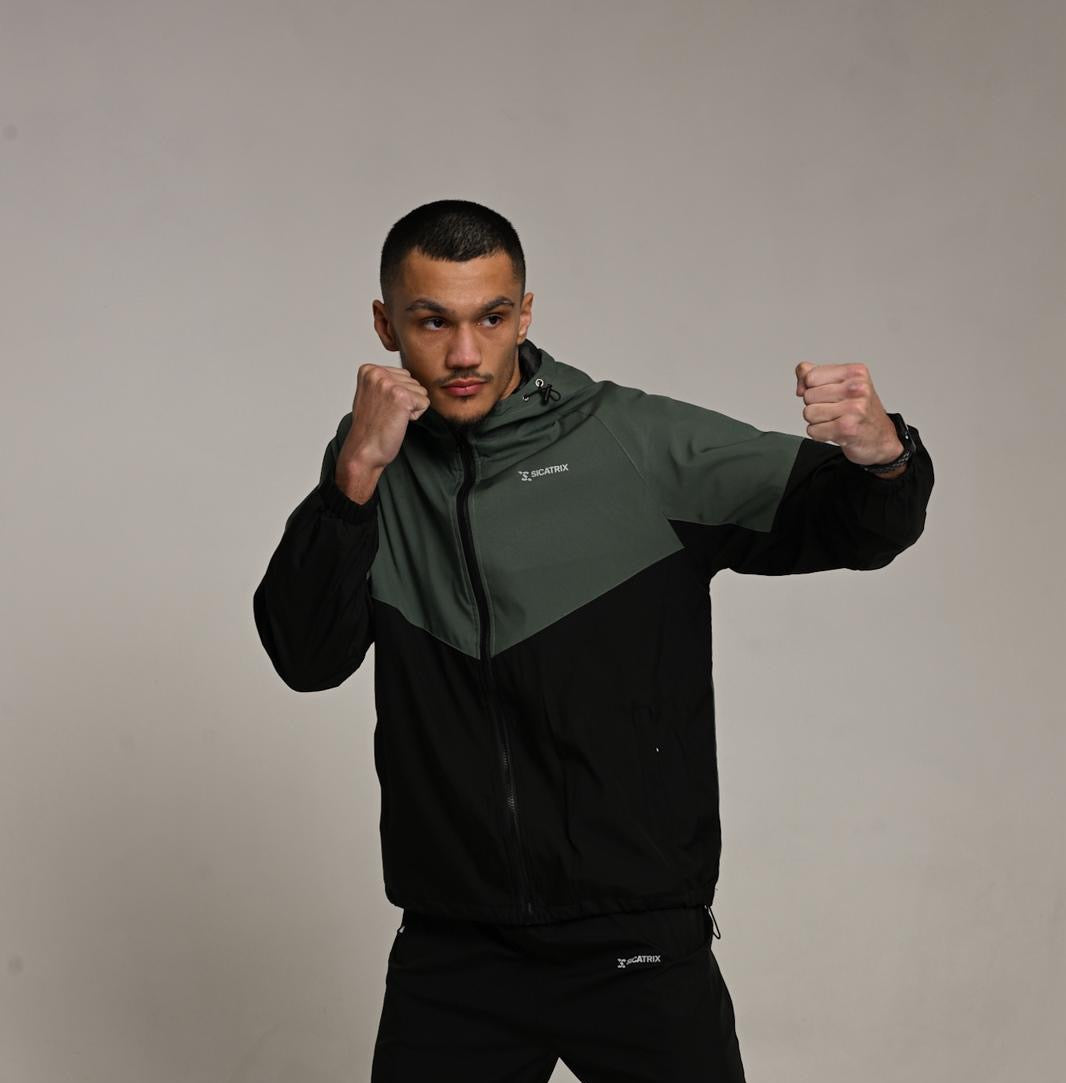 Sicatrix Men's Zero Hour Windbreaker Jacket — Black/Khaki