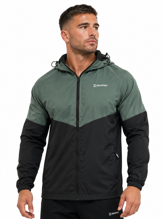 Sicatrix Men's Zero Hour Windbreaker Jacket Black/Khaki
